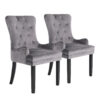 2X French Provincial Dining Chair Ring Studded Velvet Rubberwood Leg Lisse Grey Product Image Nice N Cheap Variety Store