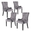 4X French Provincial Dining Chair Ring Studded Velvet Rubberwood Leg Lisse Grey Product Image Nice N Cheap Variety Store