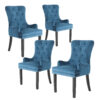 4X French Provincial Dining Chair Ring Studded Velvet Rubberwood Leg Lisse Navy Blue Product Image Nice N Cheap Variety Store