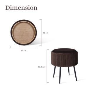 Side Table Storage Ottoman - Velvet Padded Stool Vanity Footstool Cleo Brown - Image 11