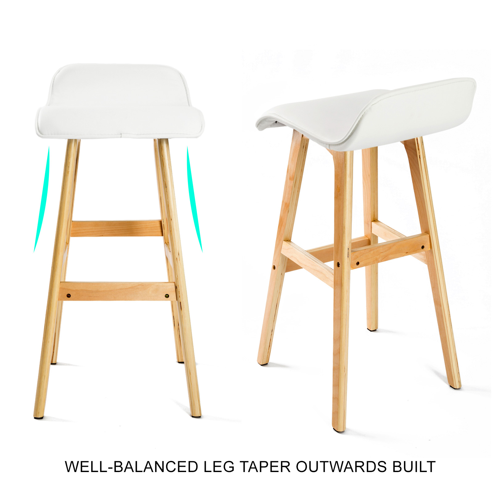 4X Wooden Bar Stool Dining Chair Leather Sophia 65Cm White – Nice N Cheap Variety Store 4X Wooden Bar Stool Dining Chair Leather Sophia 65Cm White - Image 4