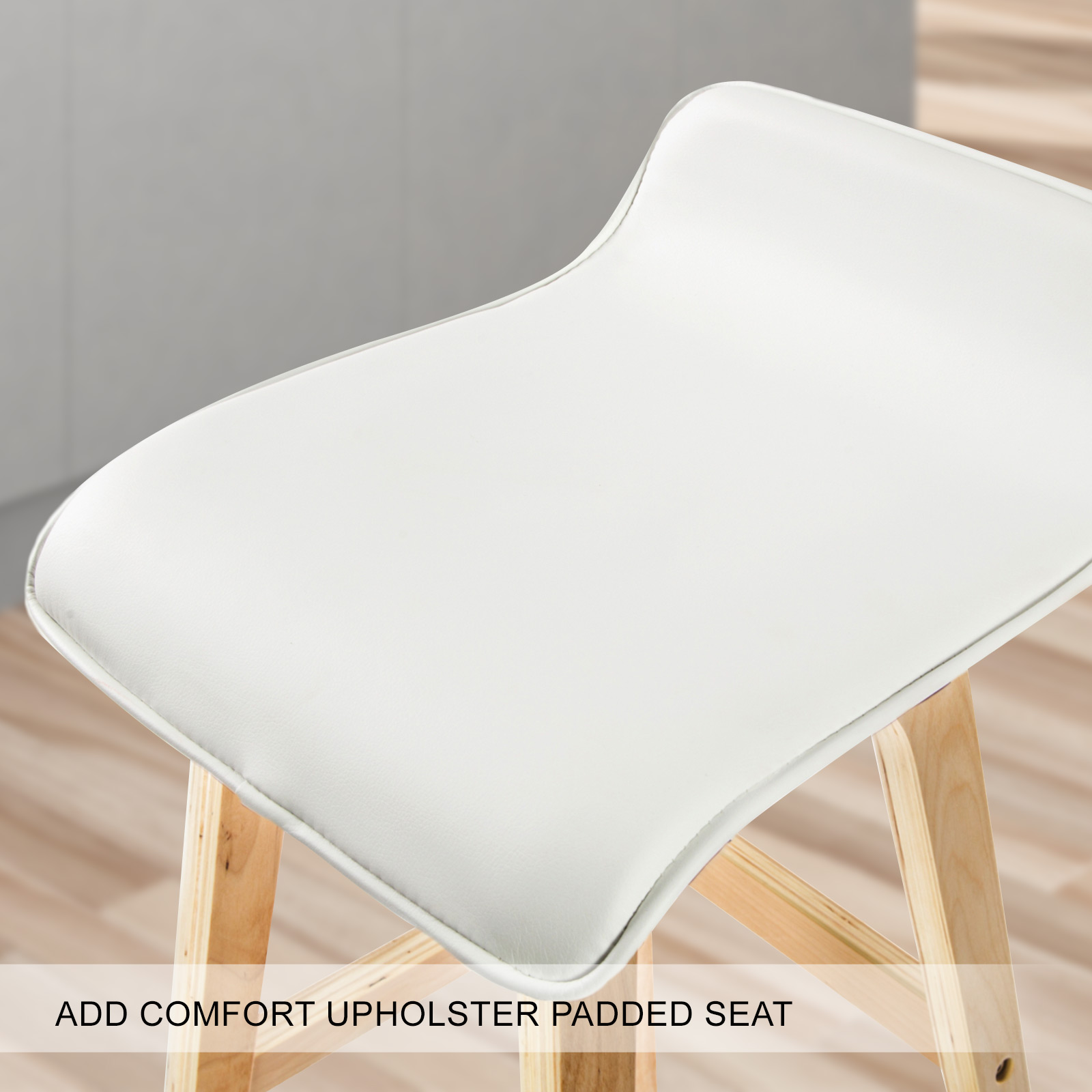 4X Wooden Bar Stool Dining Chair Leather Sophia 65Cm White – Nice N Cheap Variety Store 4X Wooden Bar Stool Dining Chair Leather Sophia 65Cm White - Image 9
