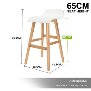 4X Wooden Bar Stool Dining Chair Leather Sophia 65Cm White – Nice N Cheap Variety Store 4X Wooden Bar Stool Dining Chair Leather Sophia 65Cm White - Image 12