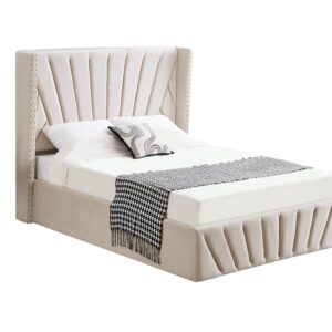 Allure Beige Velvet Gas Lift Bed - King