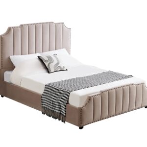 Santosa Champagne Velvet Bed - King