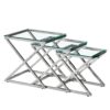 Bella Set Of 3 Silver Side Table - Clear Glass Product Image Nice N Cheap Variety Store