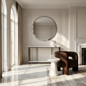 Interior Ave - Bronte Dual Layer Marble Stone Console - White Marble Stone
