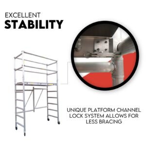 3M Mobile Scaffold Aluminium 225Kg Capacity Portable Safety Platform - Image 3