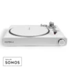 Victrola Stream Pearl Turntable In White And Silver Showing Carbon Fibre Tonearm