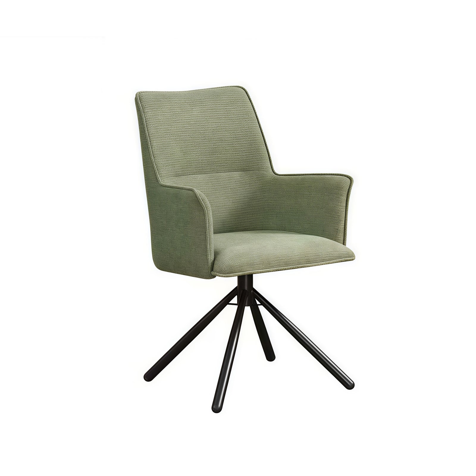 Dining Chair Green Linen Fabric Upholstered Seat Powder Coated Iron Legs – Nice N Cheap Variety Store Dining Chair Green Linen Fabric Upholstered Seat Powder Coated Iron Legs - Image 2