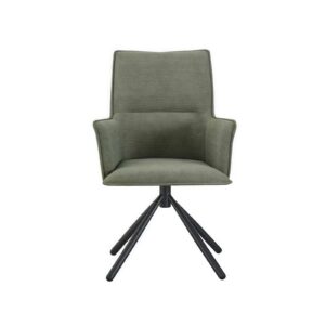 Dining Chair Green Linen Fabric Upholstered Seat Powder Coated Iron Legs – Nice N Cheap Variety Store Dining Chair Green Linen Fabric Upholstered Seat Powder Coated Iron Legs - Image 3