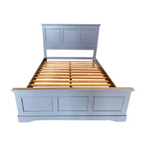4 Pieces Bedroom Suite In Solid Wood &Amp; Mdf Queen Size Grey Colour Bed, Bedside Table &Amp; Dresser - Image 3