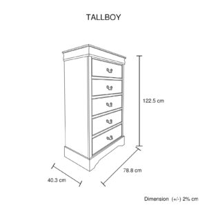 5 Pieces Bedroom Suite In Solid Wood &Amp; Mdf Queen Size Grey Colour Bed, Bedside Table, Dresser &Amp; Tallboy - Image 9