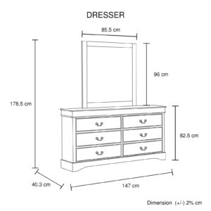 5 Pieces Bedroom Suite In Solid Wood &Amp; Mdf Queen Size Grey Colour Bed, Bedside Table, Dresser &Amp; Tallboy - Image 10