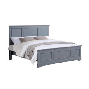 Queen Bed Frame In Solid Wood With Slats Support In Grey Colour - Image 2
