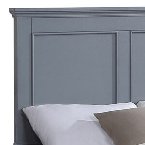 Queen Bed Frame In Solid Wood With Slats Support In Grey Colour - Image 3