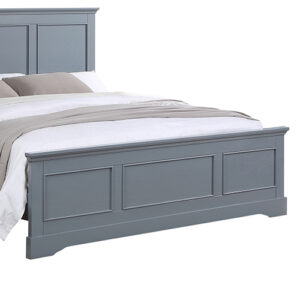 Queen Bed Frame In Solid Wood With Slats Support In Grey Colour - Image 4
