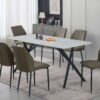 Dining Table Rectangular Shape White Sintered Stone Top Powder Coated Iron Legs Product Image Nice N Cheap Variety Store
