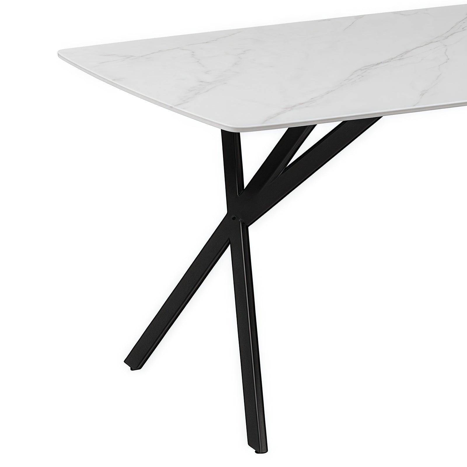 Dining Table Rectangular Shape White Sintered Stone Top Powder Coated Iron Legs – Nice N Cheap Variety Store Dining Table Rectangular Shape White Sintered Stone Top Powder Coated Iron Legs - Image 4