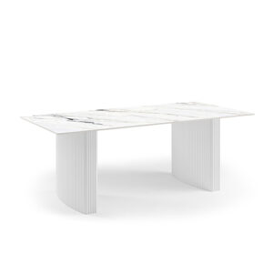 Dining Table Sintered Stone Top Mdf Table Base High Glossy White - Image 2