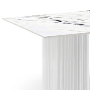 Dining Table Sintered Stone Top Mdf Table Base High Glossy White - Image 3