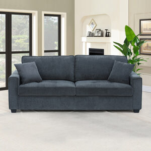 3 Seater Sofa Set Polyester Fabric Charcoal Multilayer Two Pillows Individual Pocket Spring