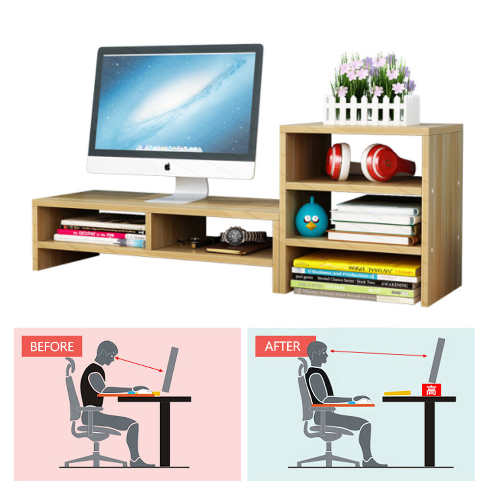 Wooden Desk Monitor Riser Stand With 3Tier Storage Shelves Desktop Bookshelf(Walnut Wood(Style 01)) – Nice N Cheap Variety Store Wooden Desk Monitor Riser Stand With 3Tier Storage Shelves Desktop Bookshelf(Walnut Wood(Style 01)) - Image 3