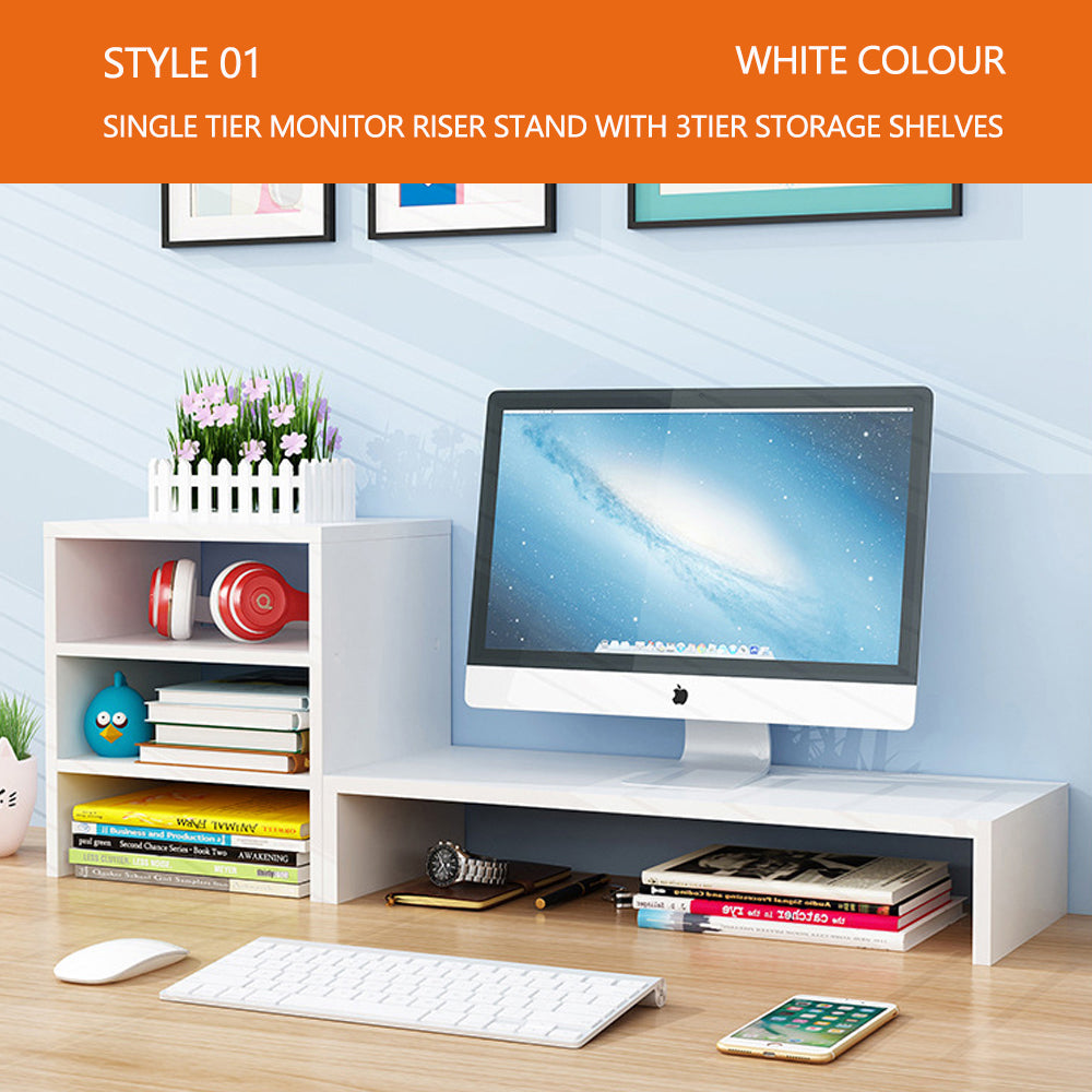 Wooden Desk Monitor Riser Stand With 3Tier Storage Shelves Desktop Bookshelf(Walnut Wood(Style 01)) – Nice N Cheap Variety Store Wooden Desk Monitor Riser Stand With 3Tier Storage Shelves Desktop Bookshelf(Walnut Wood(Style 01)) - Image 4
