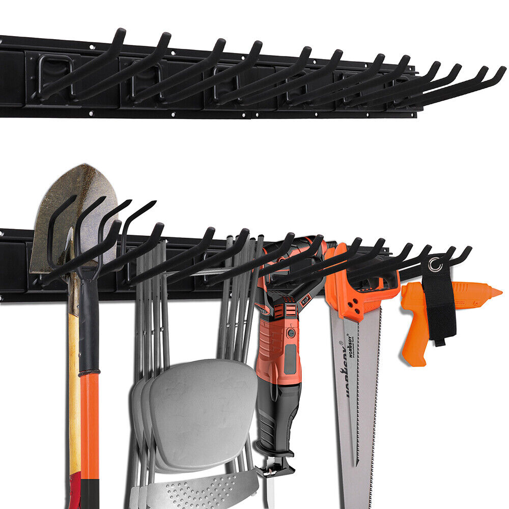 Wall Mounted Hook Rail Set Bike Holder Garden Tool Storage Rack Garage Organizer – Nice N Cheap Variety Store Wall Mounted Hook Rail Set Bike Holder Garden Tool Storage Rack Garage Organizer