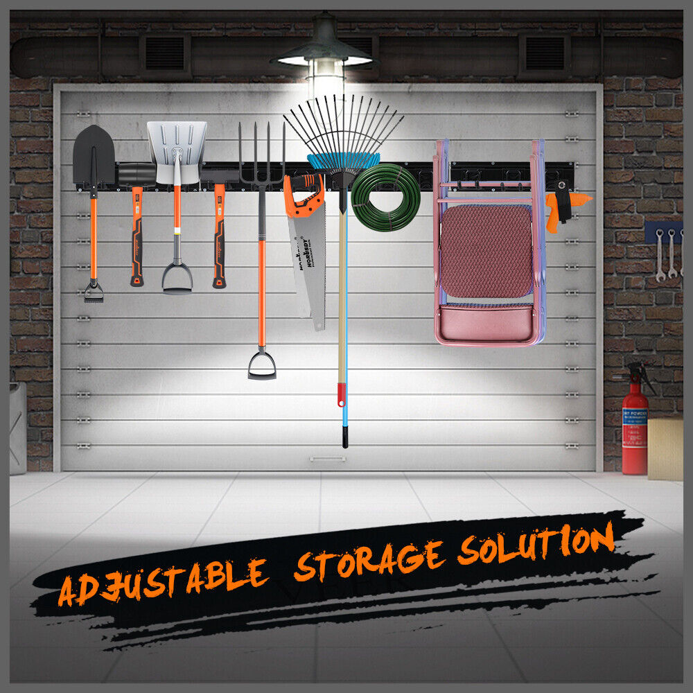 Wall Mounted Hook Rail Set Bike Holder Garden Tool Storage Rack Garage Organizer – Nice N Cheap Variety Store Wall Mounted Hook Rail Set Bike Holder Garden Tool Storage Rack Garage Organizer - Image 8
