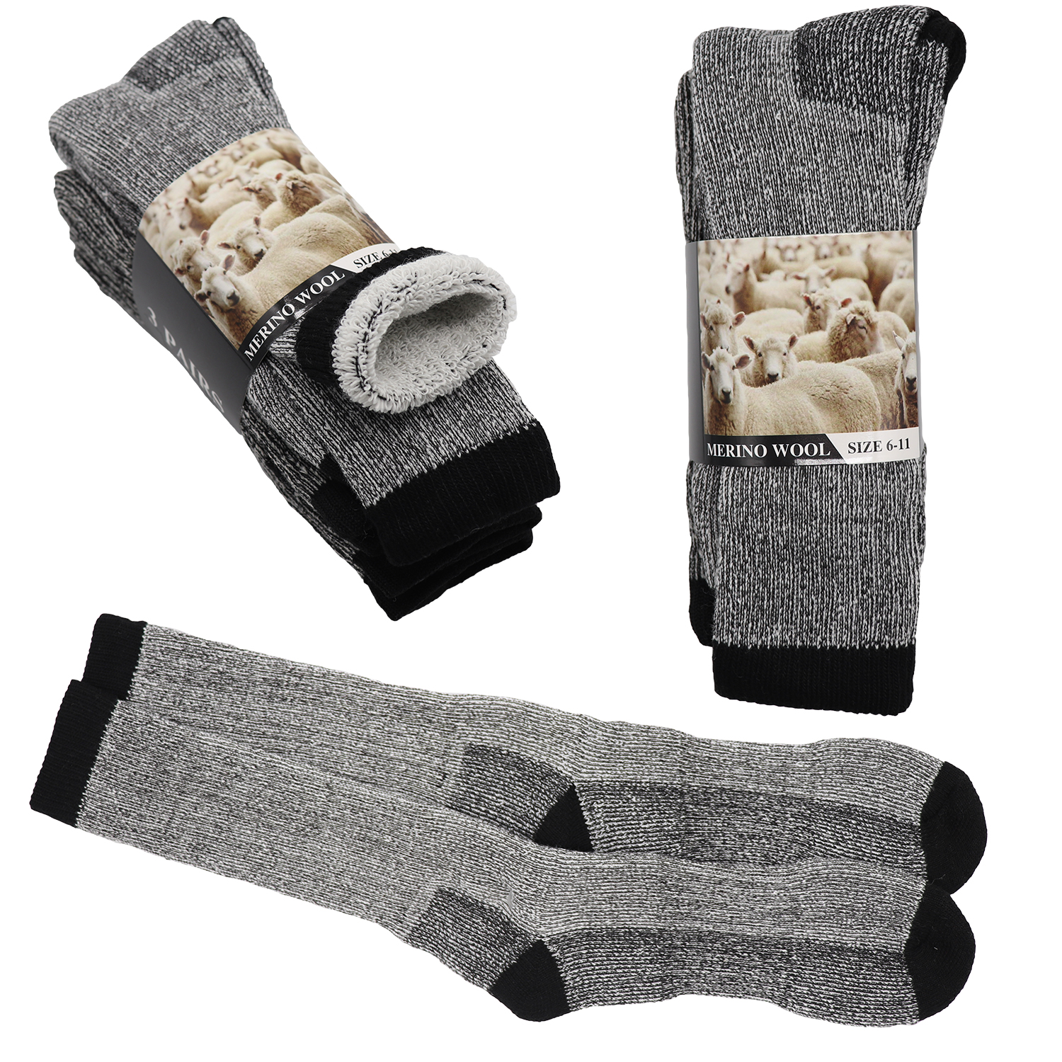 6 Pairs Merino Wool Thick Double Cushion Heavy Duty Socks Tradie Warm Thermal, 6-11 – Nice N Cheap Variety Store 6 Pairs Merino Wool Thick Double Cushion Heavy Duty Socks Tradie Warm Thermal, 6-11 - Image 3