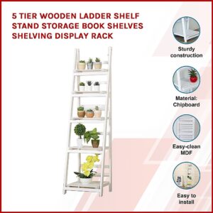 5 Tier Wooden Ladder Shelf Stand Storage Book Shelves Shelving Display Rack - Image 3