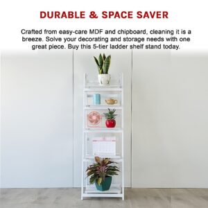 5 Tier Wooden Ladder Shelf Stand Storage Book Shelves Shelving Display Rack - Image 7