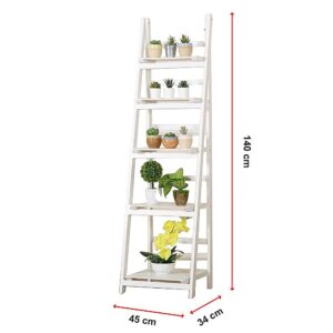 5 Tier Wooden Ladder Shelf Stand Storage Book Shelves Shelving Display Rack - Image 8