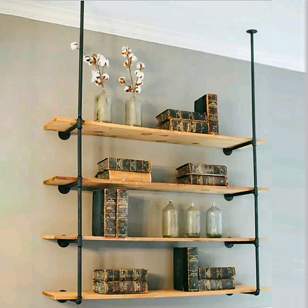 Wall Shelves Display Bookshelf Industrial Diy Pipe Shelf Rustic Brackets – Nice N Cheap Variety Store Wall Shelves Display Bookshelf Industrial Diy Pipe Shelf Rustic Brackets - Image 2