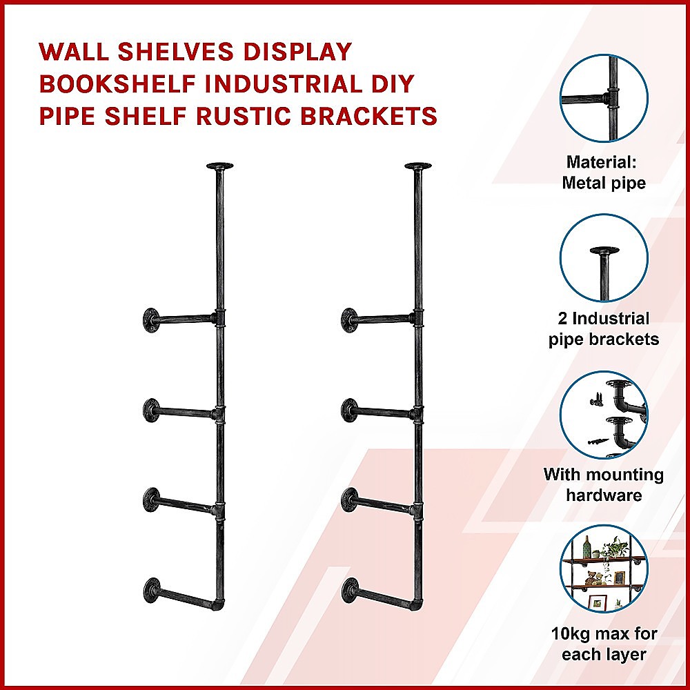 Wall Shelves Display Bookshelf Industrial Diy Pipe Shelf Rustic Brackets – Nice N Cheap Variety Store Wall Shelves Display Bookshelf Industrial Diy Pipe Shelf Rustic Brackets - Image 5