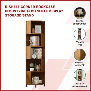 5-Shelf Corner Bookcase Industrial Bookshelf Display Storage Stand – Nice N Cheap Variety Store 5-Shelf Corner Bookcase Industrial Bookshelf Display Storage Stand - Image 3