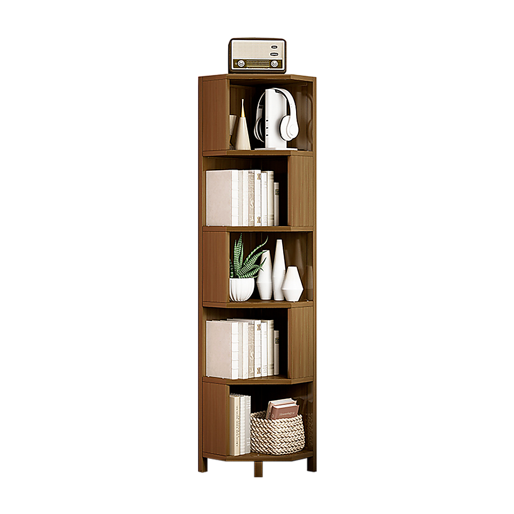 5-Shelf Corner Bookcase Industrial Bookshelf Display Storage Stand – Nice N Cheap Variety Store 5-Shelf Corner Bookcase Industrial Bookshelf Display Storage Stand - Image 4