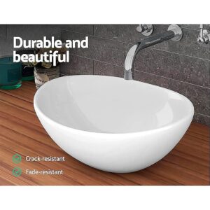 Ceramic Bathroom Basin Vanity Sink Oval Above Counter Top Mount Bowl - Image 3