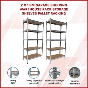 2 X 1.8M Garage Shelving Warehouse Rack Storage Shelves Pallet Racking – Nice N Cheap Variety Store 2 X 1.8M Garage Shelving Warehouse Rack Storage Shelves Pallet Racking - Image 3