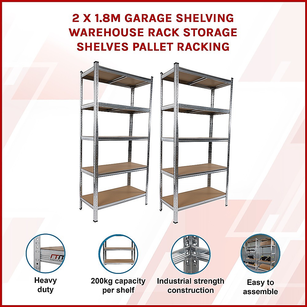 2 X 1.8M Garage Shelving Warehouse Rack Storage Shelves Pallet Racking – Nice N Cheap Variety Store 2 X 1.8M Garage Shelving Warehouse Rack Storage Shelves Pallet Racking - Image 3
