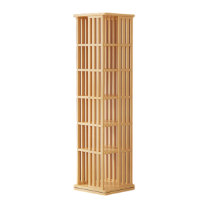 360 Rotating Bookshelf Bamboo Storage Display Rack Shelving in Wood
