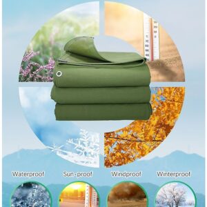 3X4M Army Heavy Duty Waterproof Canvas Tarp Tarpaulin Sun Blocked Dustproof - Image 9