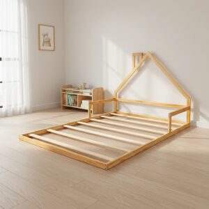 Pine Wood Floor Bed House Frame For Kids And Toddlers - Image 2