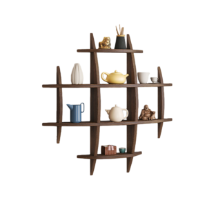 90x90cm Solid Wood Wall Mounted Display Shelf Antique Style Decor