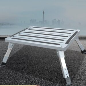 Heavy Duty Aluminum Folding Step Stool - Portable RV Platform and Work Bench with Non-Slip Surface - Collapsible Multi-Purpose Step for Camping, Home, and Outdoor Use