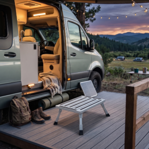 Heavy Duty Aluminum Folding Step Stool - Portable Rv Platform And Work Bench With Non-Slip Surface - Collapsible Multi-Purpose Step For Camping, Home, And Outdoor Use - Image 2