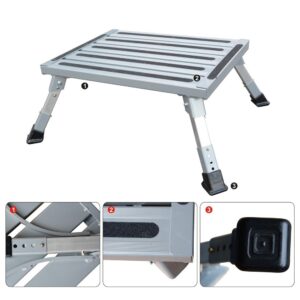 Heavy Duty Aluminum Folding Step Stool - Portable Rv Platform And Work Bench With Non-Slip Surface - Collapsible Multi-Purpose Step For Camping, Home, And Outdoor Use - Image 6