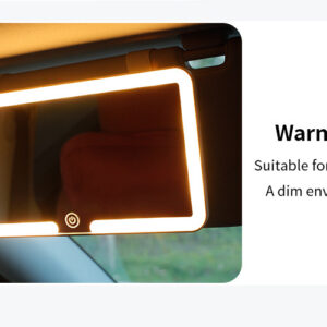 White Double Button Car Sun Visor Makeup Mirror With Led Light - Tri-Color, Touch Control - Image 9