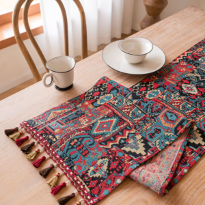 Two Orioles In Jacquard Rice 33-180Cm Elegant Geometric Jacquard Table Runner With Tassels - Modern Dining &Amp; Coffee Table Decor - Image 3